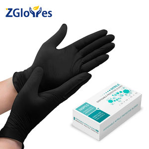 Gants jetables noirs médicaux de nitrile de main de travail de catégorie comestible sans poudre - Product Image 2