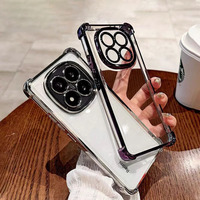 Étui de téléphone portable transparent en TPU souple antichoc avec côtés électro-plaqués de couleur pour Redmi Note 15 14 13 Pro 15C 14C 13C