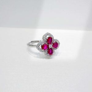 high quality plata 925 sterling silver wedding engagement <b>ring</b> custom fashion Four Leaf Clover <b>dainty</b> Zirconia <b>rings</b> for women - Product Image 3