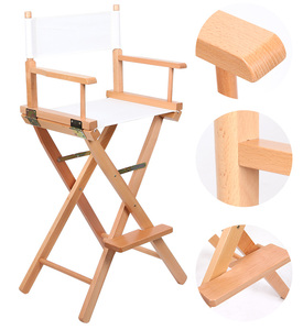 Chaise de Réalisateur Pliante en Bois Haute avec Cadre Surélevé et Siège en Toile – Idéale pour Studio de Maquillage, <span class=keywords><strong>Bar</strong></span>, <span class=keywords><strong>Comptoir</strong></span>, Terrasse – Meilleure Vente - Product Image 2