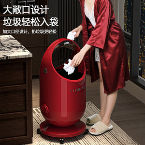 Storage Trash Can Round Flip Lid Large Capacity Indoor Use For Home Bedroom Living Room - Product Image 3