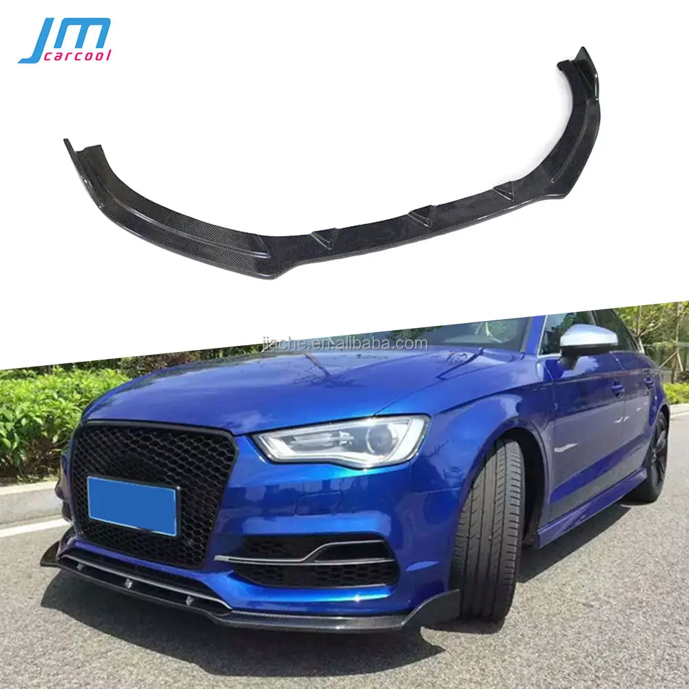 Spoiler dianteiro de fibra de carbono, para audi a3 sline s3 sedan 4 porta 2014 2015 2016 moldagem amortecedor decoração