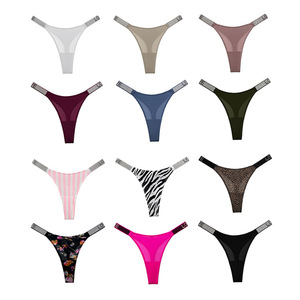 Culottes <span class=keywords><strong>string</strong></span> sexy léopard taille basse pour femmes, avec strass et effet push-up, style jeune et tendance, avec logo à la taille - Product Image 5