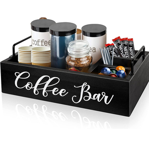 Wooden Doge coffee capsule storage box Living room desktop coffee tea bag disposable paper cup wooden organizer box