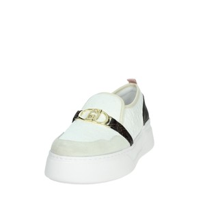 Scarpe basse Slip-On da donna BA4091 PX483 bianco/marrone in vera pelle per la stagione autunnale in pelle con stampa antiscivolo - Product Image 6