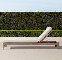 Chaise longue d'extérieur moderne en teck, imperméable, pour piscine, lit de jour, double, avec coussins, pour hôtel