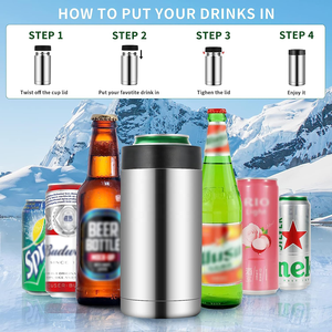 Refroidisseur <span class=keywords><strong>Bouteille</strong></span> ou Canette de Bière Cola Isotherme en Acier Inoxydable 14 oz avec Logo Personnalisé, Garde les Boissons au Froid Pendant des Heures - Product Image 5