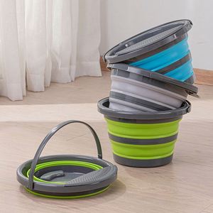 <b>Plastic</b> <b>Kitchen</b> Strainer Set Colander 5L 10L Round Collapsible Silicone Bucket Camping Washing Folding Bucket - Product Image 2