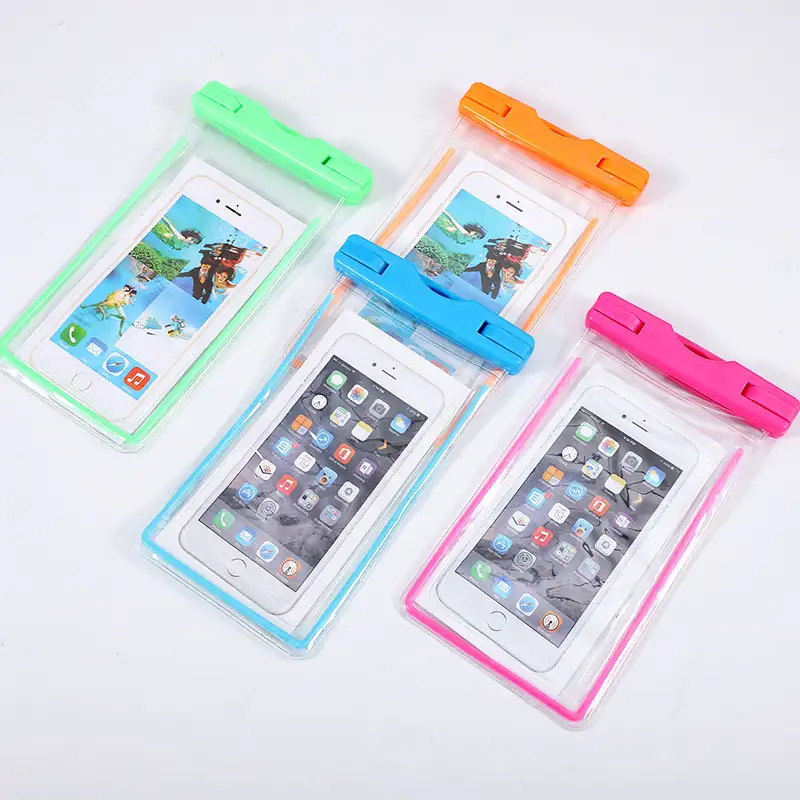 Universal Colorful PVC Luminous Beach Travel Waterproof Cell Phone Bag Mobile Phone Case Pouch with Lanyard