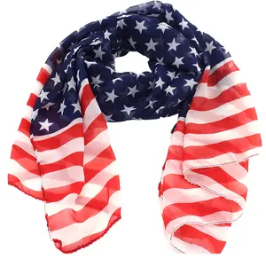 American flag pattern Stars and Stripes European and American long chiffon Wholesale shawl scarf Ladies Sailor dance scarf