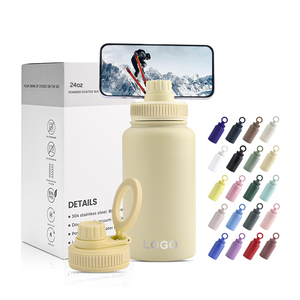 Bouteille d'eau isotherme en acier inoxydable à double paroi avec revêtement poudré personnalisé de 32 oz, support magnétique pour téléphone Magsafe, 12-24h - Product Image 1