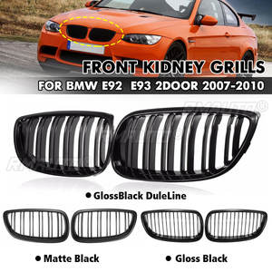 2 Rejillas Delanteras para BMW E92 E93 328i 335i 2007 2008 2009 2010 2011-2014, Rejillas de Carreras con Doble Listón en Negro Brillante - Product Image 1