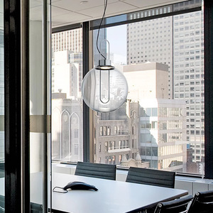 Lustre en verre artistique de style nordique créatif, lampe sphérique de luxe pour restaurant, chambre à coucher, salon, tendance industrielle - Product Image 2