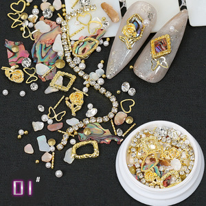 Adornos de Uñas con Conchas de Perla, Lentejuelas Metálicas, Colgantes de Aleación, Accesorios de Joyería para Arte de Uñas DIY - Product Image 5