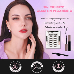 Pestañas Magnéticas de Aspecto Natural Suave, Fibra Sintética, Kit de 7 Pares de Pestañas con Dos Delineadores Magnéticos Resistentes al Agua de Larga Duración - Product Image 2