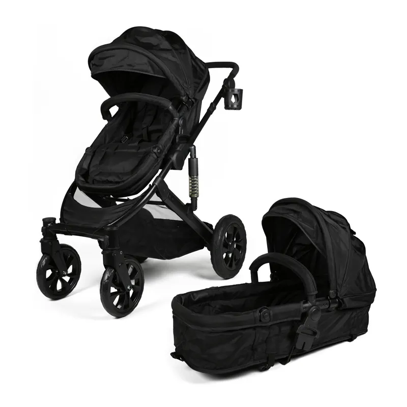 Cochecito de bebé 2 en 1, unidad de asiento y capazo, ruedas giratorias, asiento de coche opcional