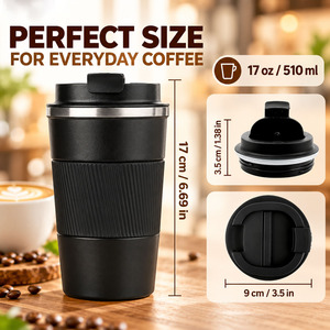 13oz 17oz Popular Style Stainless Steel Coffee Cup Spill Proof Travel Mug with LED Temperature Display Lid Thermos Tumblers - Product Image 3