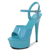 Sandales sexy pour femmes, mode, semelle épaisse, talons hauts, modèle sandales, chaussures de pole dance, chaussures de soirée en boîte de nuit, talons de 15 cm, sandales pour femmes
