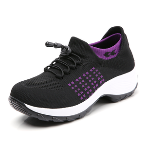 Chaussures <span class=keywords><strong>compensées</strong></span> confortables pour femmes avec empeigne en tricot, idéales pour un usage quotidien et une tenue décontractée toute la journée - Product Image 4
