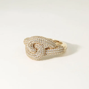 Anillo de Oro Grueso con Nudo de Amor, con Diamantes Cultivados en Laboratorio, Anillo de Eternidad, de Oro Macizo, para Anillo de Mezclilla o Anillo de Índice - Product Image 2