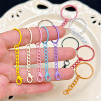 Porte-clés tendance multicolore, anneaux ronds avec fermoir chaîne pour breloques de sac DIY, accessoires de porte-clés et cordons