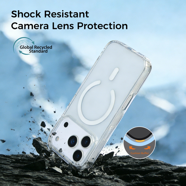 GRS Certification,Sustainable Recyclable TPU Material Clear Magnetic Air Cushion Corners Slim for iphone 17 Pro Max Phone Case