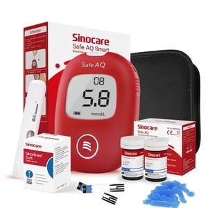 Kit <span class=keywords><strong>de</strong></span> <span class=keywords><strong>medidor</strong></span> <span class=keywords><strong>de</strong></span> <span class=keywords><strong>glucosa</strong></span> en sangre <span class=keywords><strong>Sinocare</strong></span> Safe AQ Smart con tiras reactivas y dispositivo <span class=keywords><strong>de</strong></span> punción para uso doméstico - Product Image 1