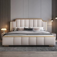Meubles de chambre à coucher modernes de luxe lits rembourrés souples lit king size cadre de lit double ensemble en cuir avec boîte de rangement design 2025 nouveau