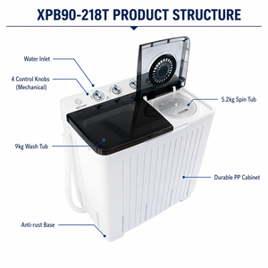 Lave-linge à double cuve 9 kg à prix abordable, certifié UL CE, personnalisable OEM/ODM, 450W, prix de gros usine - Product Image 3