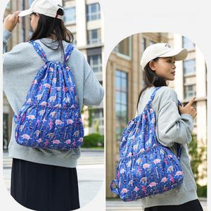 Fashion Floral Printed Design Backpack Draw <b>String</b> Sports Custom Logo Nylon Polyester <b>Bag</b> Waterproof Drawstring <b>Bag</b> Gym Backpack - Product Image 5