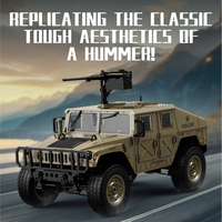 Coche de Control Remoto a Escala 1/14 con Luces, Modelo de Simulación Militar, Coche RC 4x4 para Escalar, Vehículo Todoterreno
