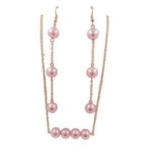 Mukun — ensemble de bijoux hawaïens, boucles d'oreilles, ensemble de bijoux samanan, en or, longue chaîne remplie, perle pour femmes - Product Image 2
