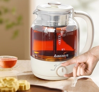 Bouilloire électrique domestique de 1,5 L, chauffe-thé en verre, bouton de contrôle de la température, puissance de 800 W, modes manuel/automatique, chauffe-thé