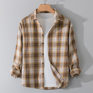 <span class=keywords><strong>Chemise</strong></span> à <span class=keywords><strong>carreaux</strong></span> tendance pour hommes, style Hong Kong, veste décontractée à manches longues, haut pour adolescents - Product Image 2