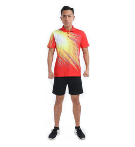 Polo de badminton personnalisé avec impression flamme, séchage rapide, anti-transpiration, respirant, uniforme sportif d'équipe, vente en gros, logo personnalisé - Product Image 3