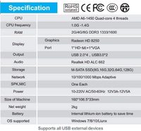 Mini PC embarqué pas cher, mini serveur informatique avec processeur A6 1450, double écran 1*VGA 1*HD-MI, mini PC industriel sans ventilateur