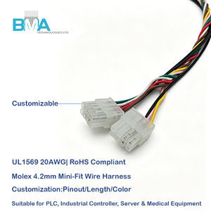 Kabel Harness OEM 20AWG UL1569 2x5Pin ke 2x4Pin Pitch 4.2mm, Kabel Konektor 10Pin Female ke 8Pin Molex untuk Peralatan Industri - Product Image 3