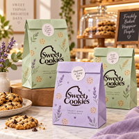 Sac en papier kraft recyclable ECO avec soufflet latéral, qualité alimentaire, pour emballage de bonbons et biscuits, impression personnalisée