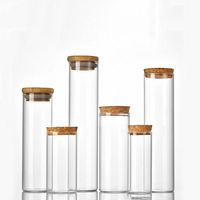 Flacon en verre borosilicate de 5 ml à 150 ml, petit tube à essai, flacon, bocal en verre pour bonbons, gommes, compléments alimentaires avec bouchon en liège
