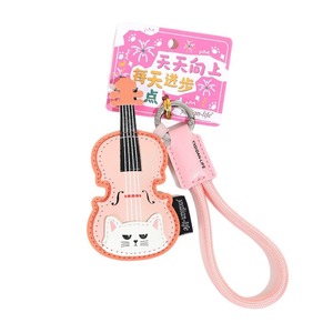 JUNQIAN Leather Guitar <b>Keychain</b> Piano Charm Cut Bag Pendant Soft Eco-Friendly for Girls Wholesale 2026 - Product Image 4