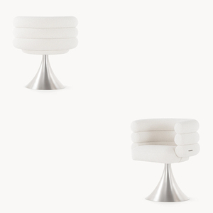 Chaise de salle à manger moderne de luxe en tissu bouclé rond avec base en acier inoxydable 304 pour villa et salle à manger - Product Image 2