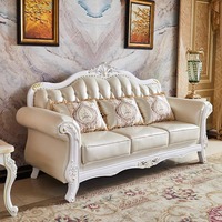 Ensemble de canapés en cuir véritable de style européen avec configurations 1+2+3+4 démontables pour les maisons de petite à grande taille