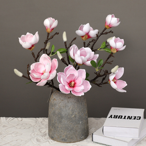 Magnolia Artificiale di Alta Qualità in EVA, 3 Teste, Stelo Corto, Decorazione per la Casa, Composizione Floreale, Fiori Artificiali per Natale - Product Image 3
