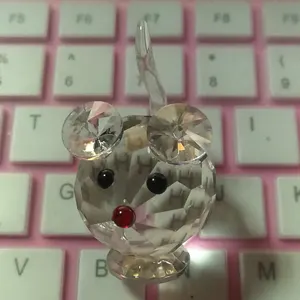 透明玻璃水晶老鼠动物小雕像赠品
