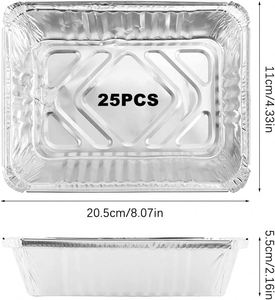 10 20 50 Pcs Contenants alimentaires jetables en aluminium de qualité alimentaire avec couvercles en plastique 150ml/200ml Assiettes rectangulaires - Product Image 2