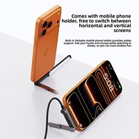 Nouveau support de téléphone portable 2-en-1 avec tête coudée USB-A et USB-C 30 broches, conception tressée, support pliable 240W pour charge rapide et transfert de données
