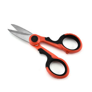 Ciseaux multi-usages, lame en acier inoxydable, 8 cm, rouge, qualité industrielle, bord lisse, pour couper le fil, la tôle, la pêche - Product Image 3