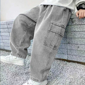 <span class=keywords><strong>Jean</strong></span> cargo gris en denim coupe droite ample pour petits garçons, style streetwear, 4-7 ans, usage quotidien, pantalon pour enfants, prix usine de gros - Product Image 1
