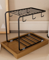 Support de rangement moderne et écologique pour assiettes et bols, double niveau, en acier au carbone, à fixation murale par crochets, amovible et non pliable