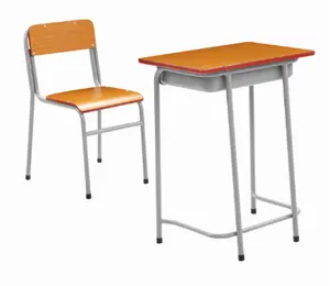 Selling school desks and chairs single set classroom furniture comfortable and cheap wooden single table and chair cover